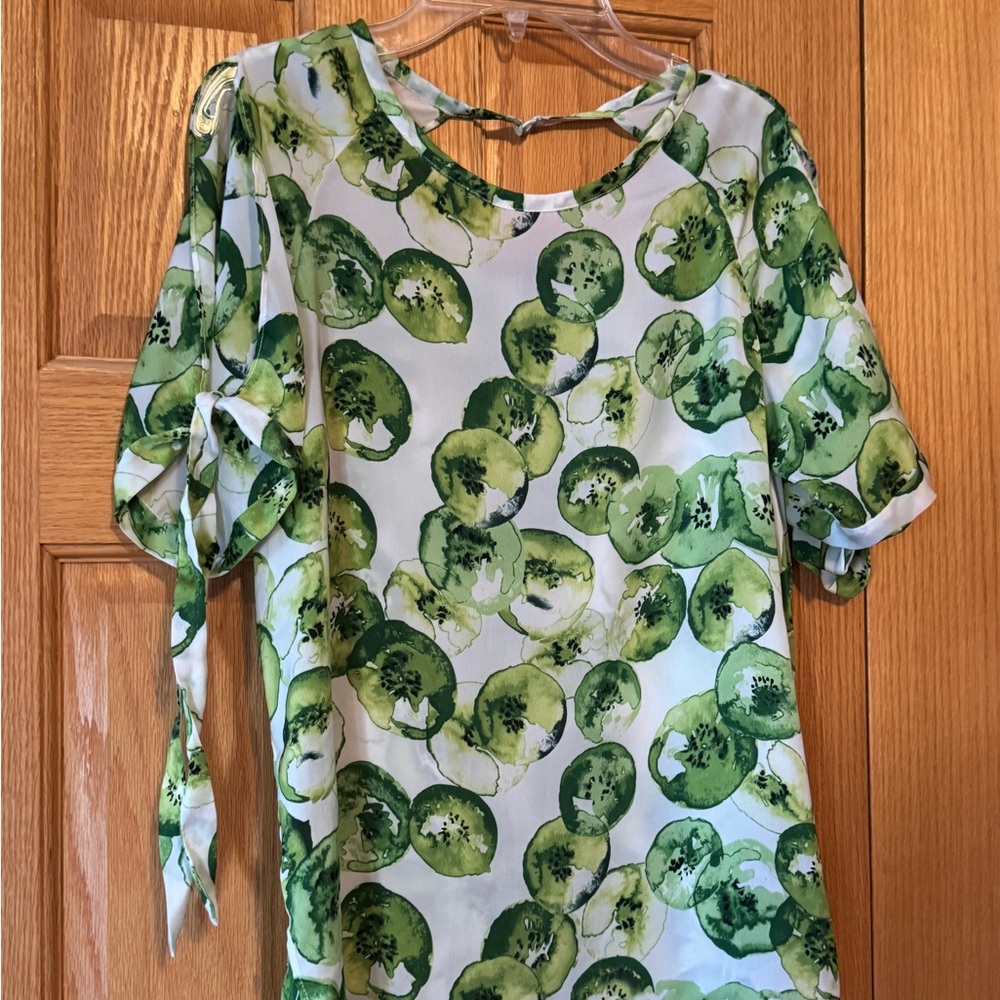 “Vintage” Zara Green and White Cucumber Patterned Blouse